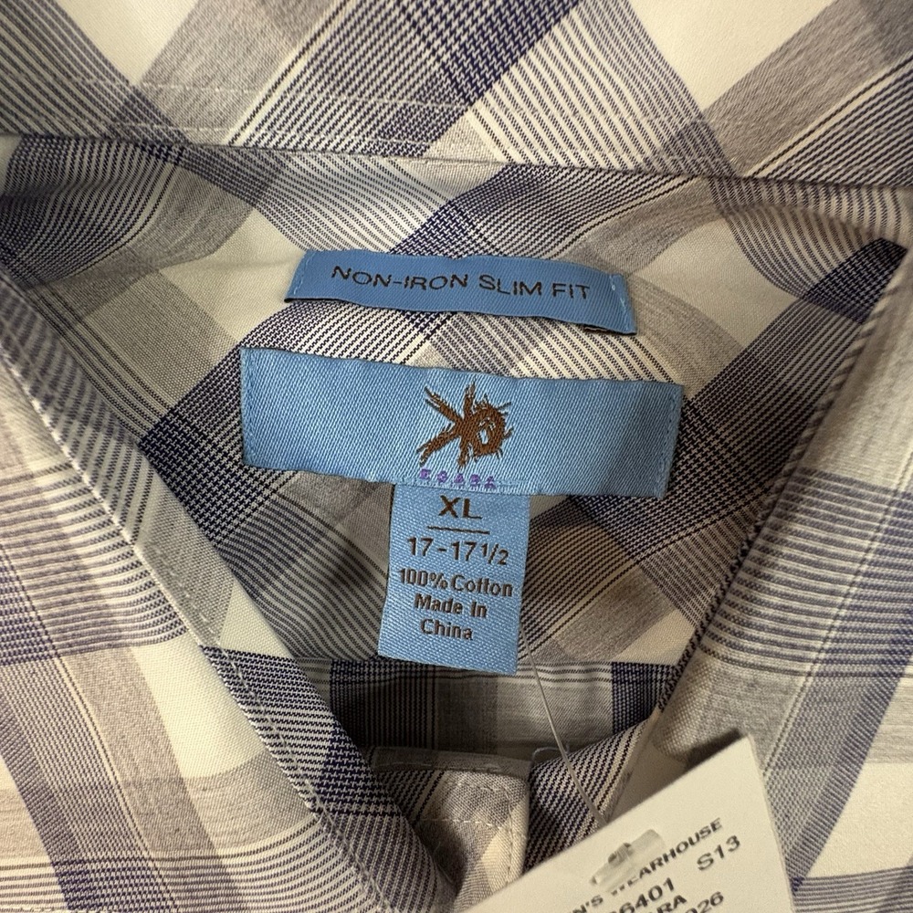 Egara Men's XL NWT Purple Plaid Non-Iron Slim Fit LS Dress Shirt SEE DESCRIPTION - Picture 3 of 16